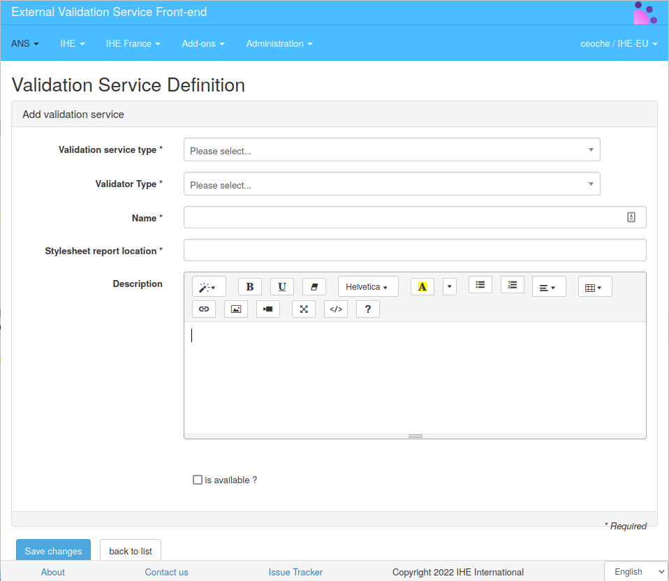 Adding a validation service
