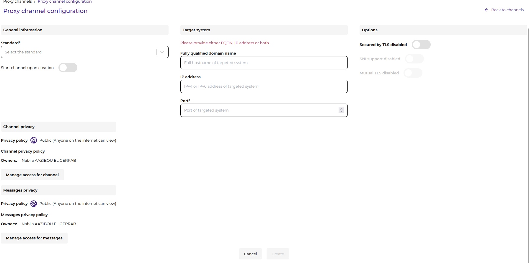 create advanced channel
